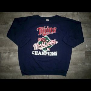 Vintage 1987 MINNESOTA TWINS World Series Champion Sweatshirt Pullover Jumper LG